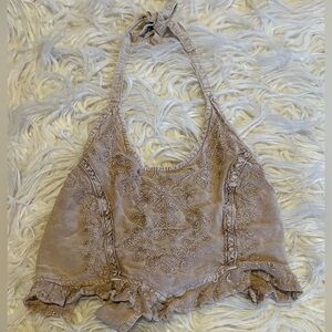 KIRAT Y2K Boho Embroidered Rayon Halter Top Festival